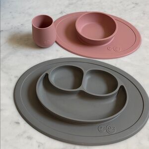 ezpz Kids Silicone Feeding Set - Pink and Gray